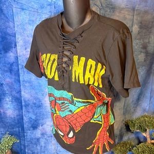 Marvel spider man girls tie up shirt size large